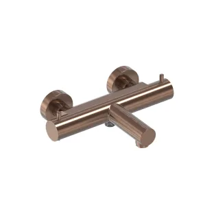 MAY Surface-mounted bath thermostat tap with fixed spout - Brushed matt copper PVD