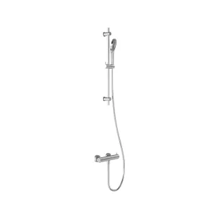 MAY Surface-mounted shower thermostat set - sliding bar - shower hose 150 cm - 3-position hand shower - Chrome