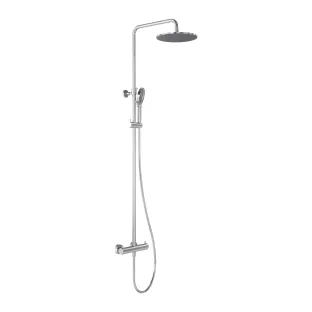 MAY Surface-mounted thermostatic rain shower set - shower hose 150 cm - main shower 25 cm - 3-position hand shower - Chrome