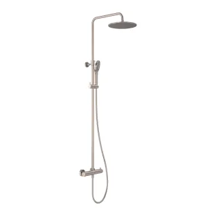 MAY Surface-mounted thermostatic rain shower set - shower hose 150 cm - main shower 25 cm - 3-position hand shower - Brushed nickel PVD