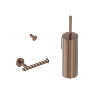 MAY Toilet Accessory Set - Wall-mounted brush set - Toilet roll holder - Towel hook - Brushed matt copper PVD