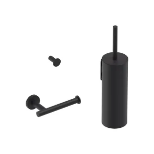 MAY Toilet Accessory Set - Wall-mounted brush set - Toilet roll holder - Towel hook - Matt black PED