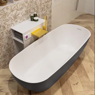 Mondiaz Rock freestanding bath - 170x70cm - Dark Grey / Talc