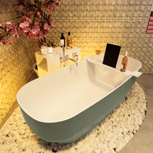 Mondiaz Stone freestanding bath - 170x75cm - Army / Talc