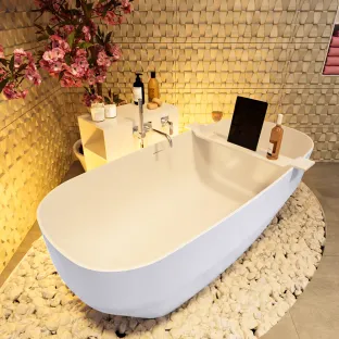 Mondiaz Stone freestanding bath - 170x75cm - Cale / Talc