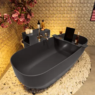 Mondiaz Stone freestanding bath - 170x75cm - Dark Grey / Dark Grey