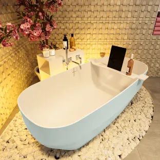 Mondiaz Stone freestanding bath - 170x75cm - Greey / Talc