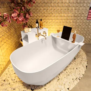 Mondiaz Stone freestanding bath - 170x75cm - Linen / Linen