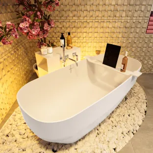 Mondiaz Stone freestanding bath - 170x75cm - Linen / Talc