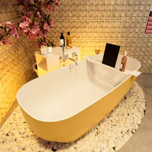 Mondiaz Stone freestanding bath - 170x75cm - Ocher / Talc