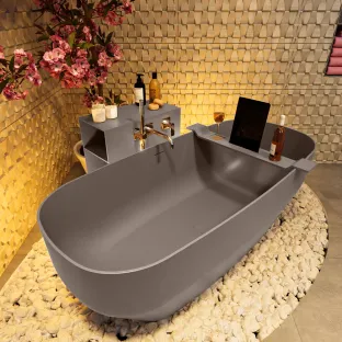 Mondiaz Stone freestanding bath - 170x75cm - Smoke / Smoke