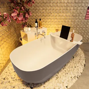 Mondiaz Stone freestanding bath - 170x75cm - Smoke / Talc