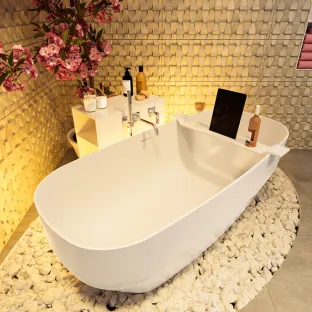 Mondiaz Stone freestanding bath - 170x75cm - Talc / Talc