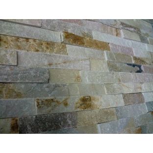 Natuursteand Schiste flatface stonepanel beige slate - 15x60 cmx1/2 15mm tot 25mm thick