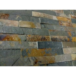 Natuursteand Schiste flatface stonepanel rusty slate - 15x60 cmx1/2 15mm tot 25mm thick