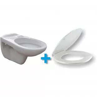 Neptunus hangend toilet - Met Neptunus toiletzitting - Glans wit - 54 cm diep