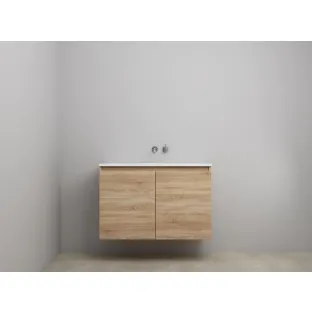 Sanilet bathroom furniture with doors - construction kit - Acrylic white - Oak - 100x46x67 cm - 2 doors - No tap hole - Without mirror