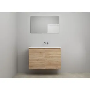 Sanilet bathroom furniture with doors - construction kit - Acrylic white - Oak - 100x46x67 cm - 2 doors - No tap hole - With mirror