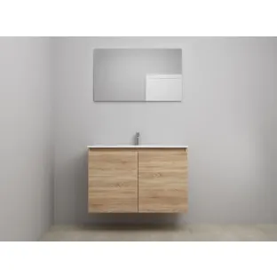 Sanilet bathroom furniture with doors - construction kit - Porcelain - Oak - 100x46x67 cm - 2 doors - 1 tap hole - With mirror