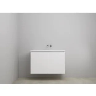 Sanilet bathroom furniture with doors - construction kit - Acrylic white - High-gloss white - 100x46x67 cm - 2 doors - No tap hole - Without mirror