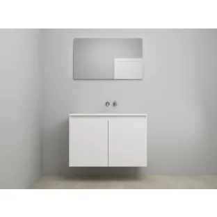 Sanilet bathroom furniture with doors - construction kit - Acrylic white - High-gloss white - 100x46x67 cm - 2 doors - No tap hole - With mirror