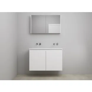 Sanilet bathroom furniture with doors - construction kit - Acrylic white - High-gloss white - 100x46x67 cm - 2 doors - No tap hole - Mirror cabinet