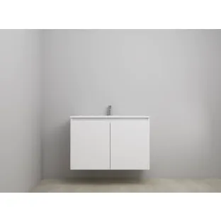 Sanilet bathroom furniture with doors - construction kit - Acrylic white - High-gloss white - 100x46x67 cm - 2 doors - 1 tap hole - Without mirror