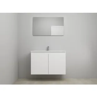 Sanilet bathroom furniture with doors - construction kit - Acrylic white - High-gloss white - 100x46x67 cm - 2 doors - 1 tap hole - With mirror