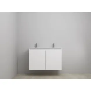 Sanilet bathroom furniture with doors - construction kit - Acrylic white - High-gloss white - 100x46x67 cm - 2 doors - 2 tap holes - Without mirror