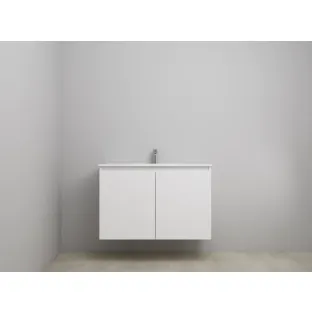 Sanilet bathroom furniture with doors - construction kit - Porcelain - High-gloss white - 100x46x67 cm - 2 doors - 1 tap hole - Without mirror