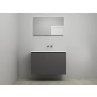 Sanilet bathroom furniture with doors - construction kit - Acrylic white - Matt anthracite - 100x46x67 cm - 2 doors - No tap hole - With mirror