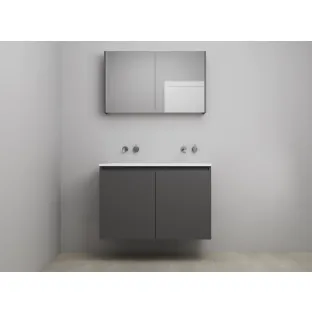 Sanilet bathroom furniture with doors - construction kit - Acrylic white - Matt anthracite - 100x46x67 cm - 2 doors - No tap hole - Mirror cabinet