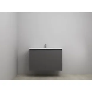 Sanilet bathroom furniture with doors - construction kit - Porcelain - Matt anthracite - 100x46x67 cm - 2 doors - 1 tap hole - Without mirror