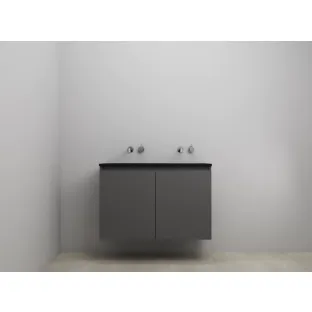 Sanilet bathroom furniture with doors - construction kit - Acrylic black - Matt anthracite - 100x46x67 cm - 2 doors - No tap hole - Without mirror