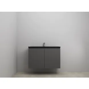 Sanilet bathroom furniture with doors - construction kit - Acrylic black - Matt anthracite - 100x46x67 cm - 2 doors - 1 tap hole - Without mirror