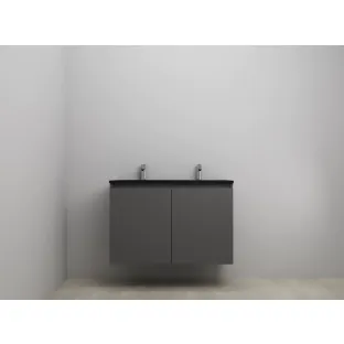 Sanilet bathroom furniture with doors - construction kit - Acrylic black - Matt anthracite - 100x46x67 cm - 2 doors - 2 tap holes - Without mirror