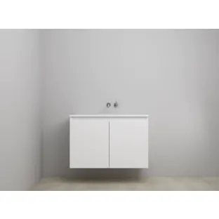 Sanilet bathroom furniture with doors - construction kit - Acrylic white - Matt white - 100x46x67 cm - 2 doors - No tap hole - Without mirror