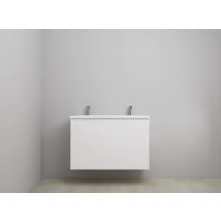 Sanilet bathroom furniture with doors - assembled - Acrylic white - Matt white - 100x46x67 cm - 2 doors - 2 tap holes - Without mirror