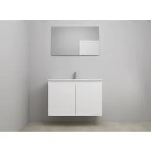 Sanilet bathroom furniture with doors - construction kit - Porcelain - Matt white - 100x46x67 cm - 2 doors - 1 tap hole - With mirror