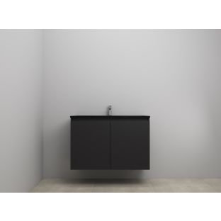 Sanilet bathroom furniture with doors - construction kit - Acrylic black - Matt black - 100x46x67 cm - 2 doors - 1 tap hole - Without mirror