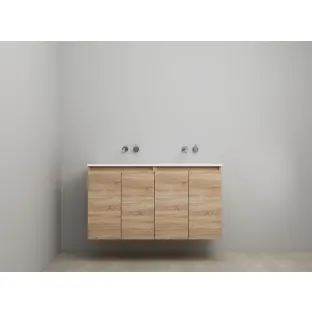 Sanilet bathroom furniture with doors - construction kit - Acrylic white - Oak - 120x46x67 cm - 4 doors - No tap hole - Without mirror