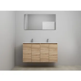 Sanilet bathroom furniture with doors - assembled - Porcelain - Oak - 120x46x67 cm - 4 doors - 2 tap holes - Without mirror