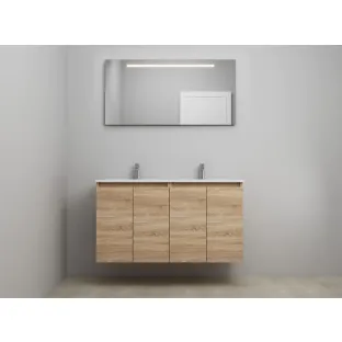 Sanilet bathroom furniture with doors - construction kit - Porcelain - Oak - 120x46x67 cm - 4 doors - 2 tap holes - LED mirror