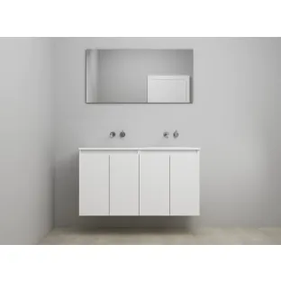 Sanilet bathroom furniture with doors - construction kit - Acrylic white - High-gloss white - 120x46x67 cm - 4 doors - No tap hole - With mirror