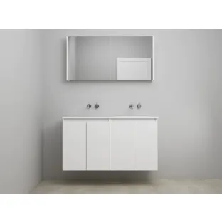 Sanilet bathroom furniture with doors - construction kit - Acrylic white - High-gloss white - 120x46x67 cm - 4 doors - No tap hole - Mirror cabinet