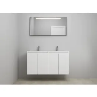 Sanilet bathroom furniture with doors - construction kit - Acrylic white - High-gloss white - 120x46x67 cm - 4 doors - 2 tap holes - LED mirror