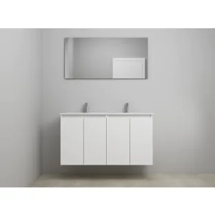 Sanilet bathroom furniture with doors - construction kit - Porcelain - High-gloss white - 120x46x67 cm - 4 doors - 2 tap holes - Without mirror