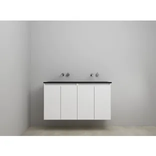 Sanilet bathroom furniture with doors - construction kit - Acrylic black - High-gloss white - 120x46x67 cm - 4 doors - No tap hole - Without mirror