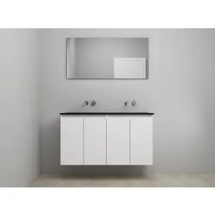 Sanilet bathroom furniture with doors - construction kit - Acrylic black - High-gloss white - 120x46x67 cm - 4 doors - No tap hole - With mirror