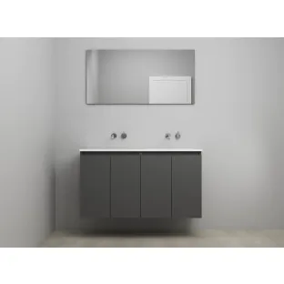 Sanilet bathroom furniture with doors - construction kit - Acrylic white - Matt anthracite - 120x46x67 cm - 4 doors - No tap hole - With mirror